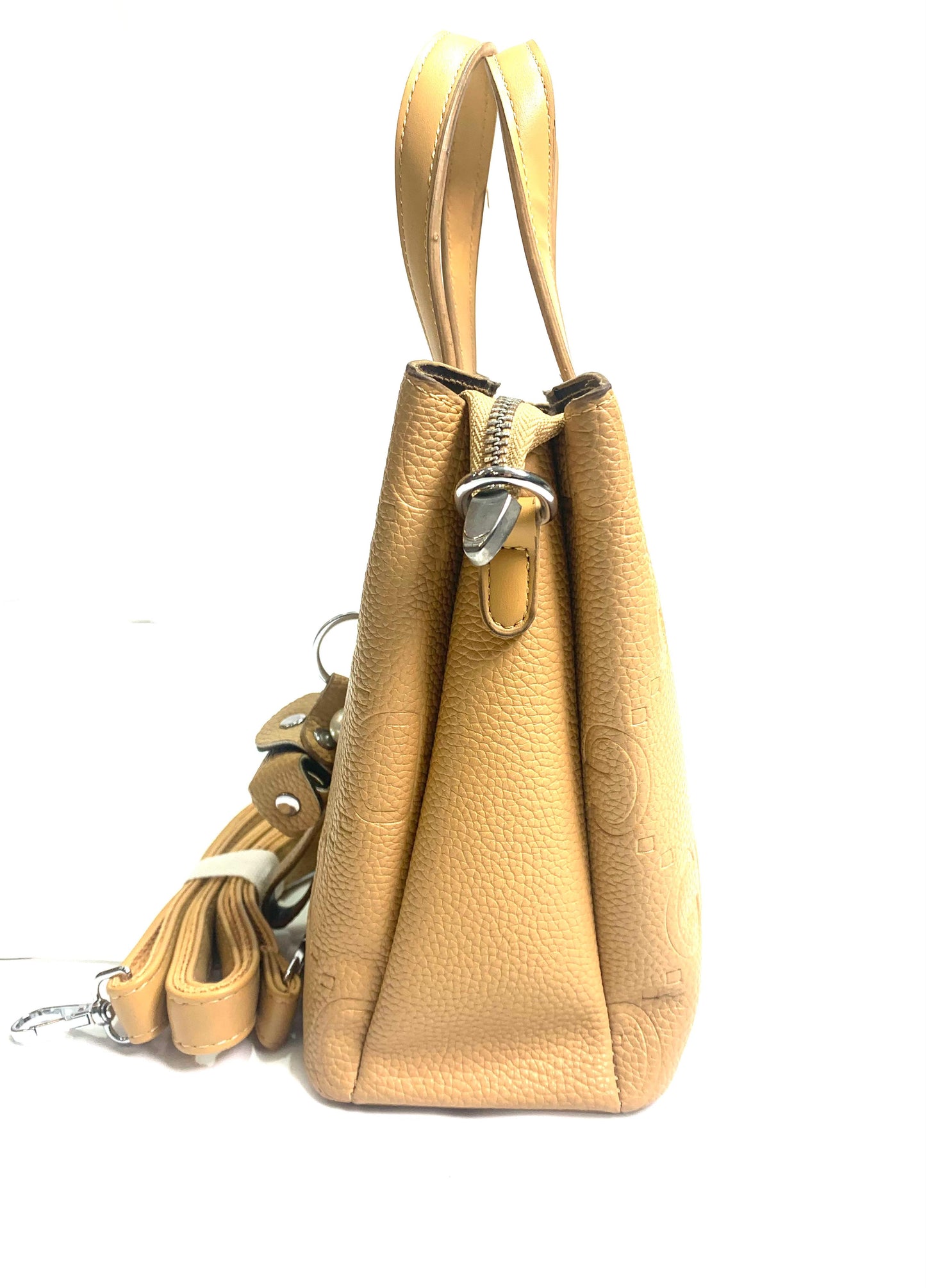 Tan Leather Handbag with GD Emboss