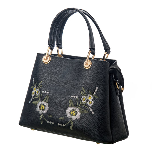Midnight Garden Embroidered Bag