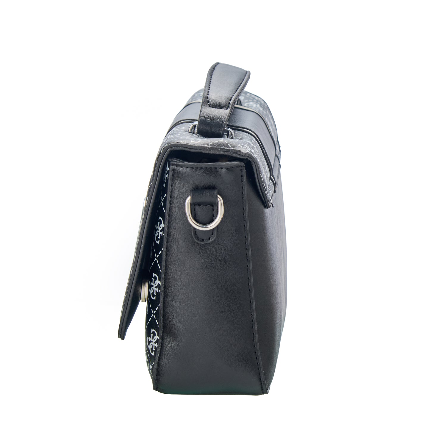 Black Logo Pattern Shoulder Bag