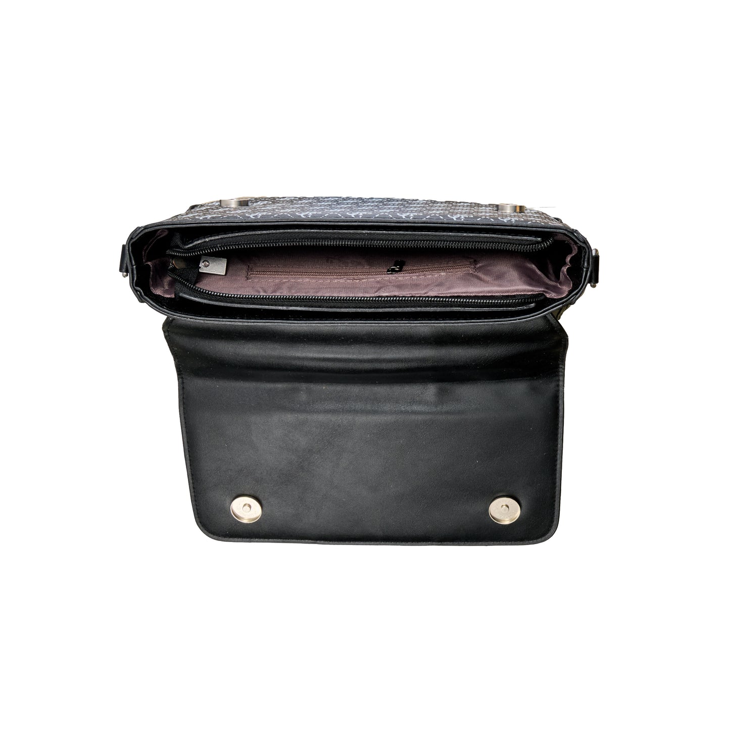 Black Logo Pattern Shoulder Bag