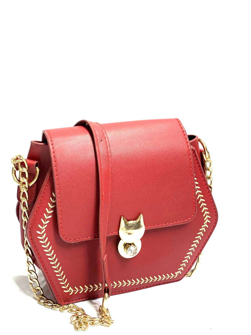 Red Hexagon Cat Design Bag