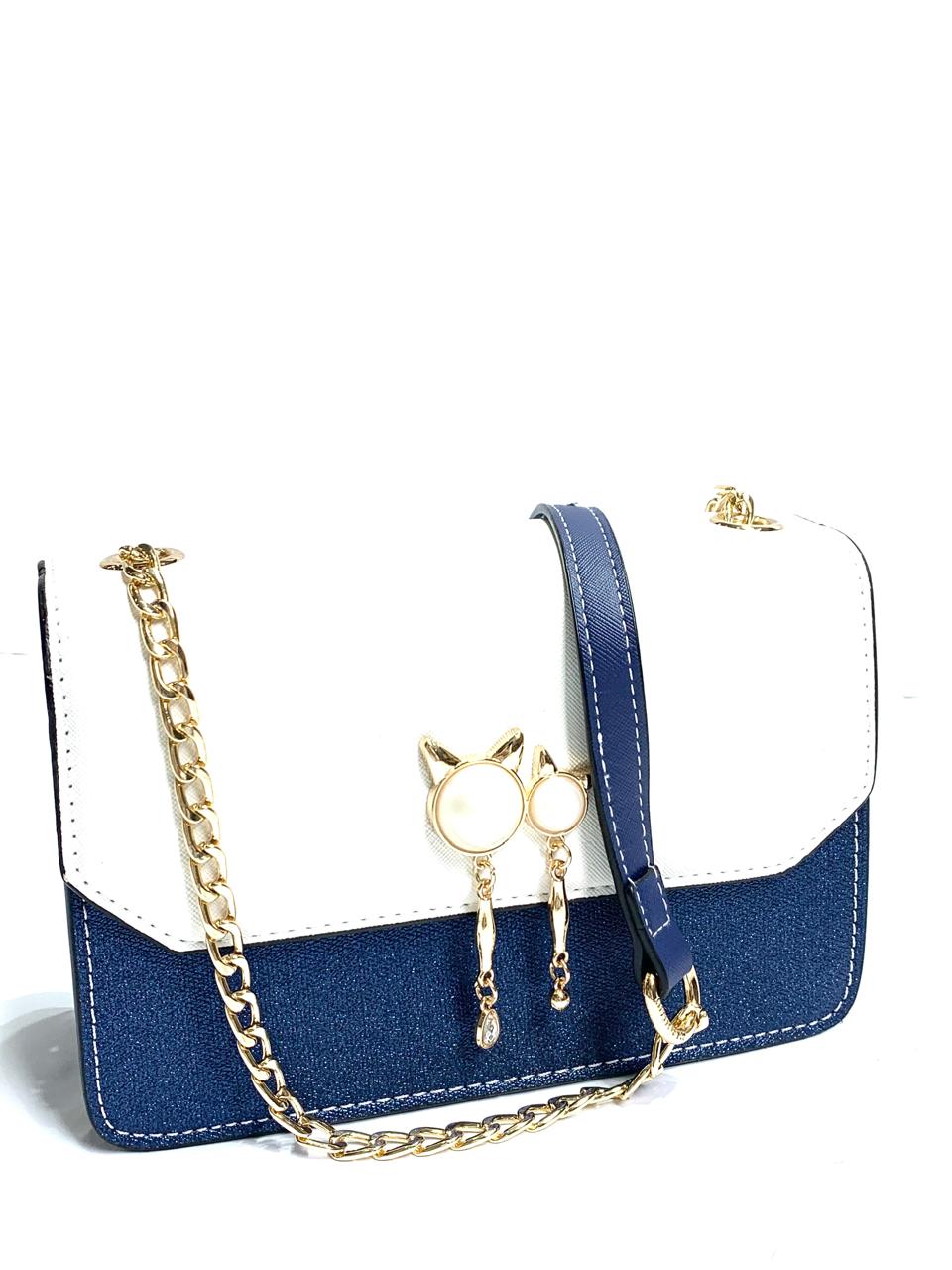Navy & White Cat Ear Crossbody Bag
