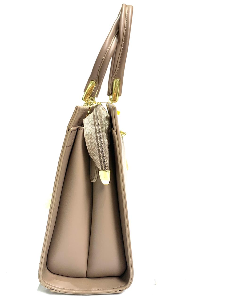 Nude Quilted Charm Tote Bag