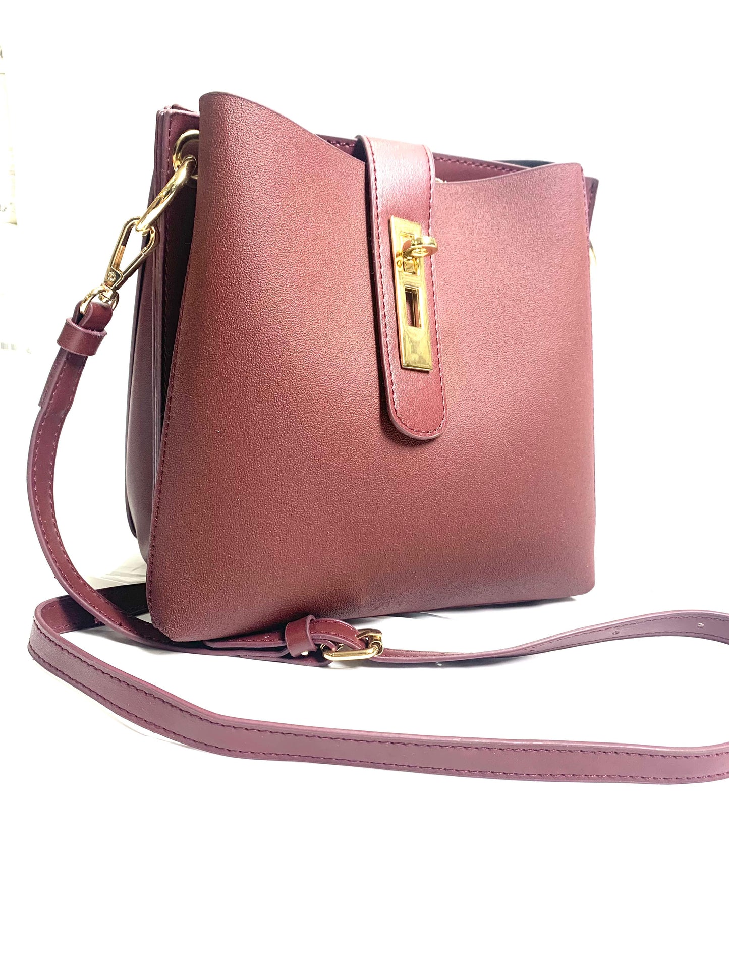 Maroon Sling Bag with Gold Lock