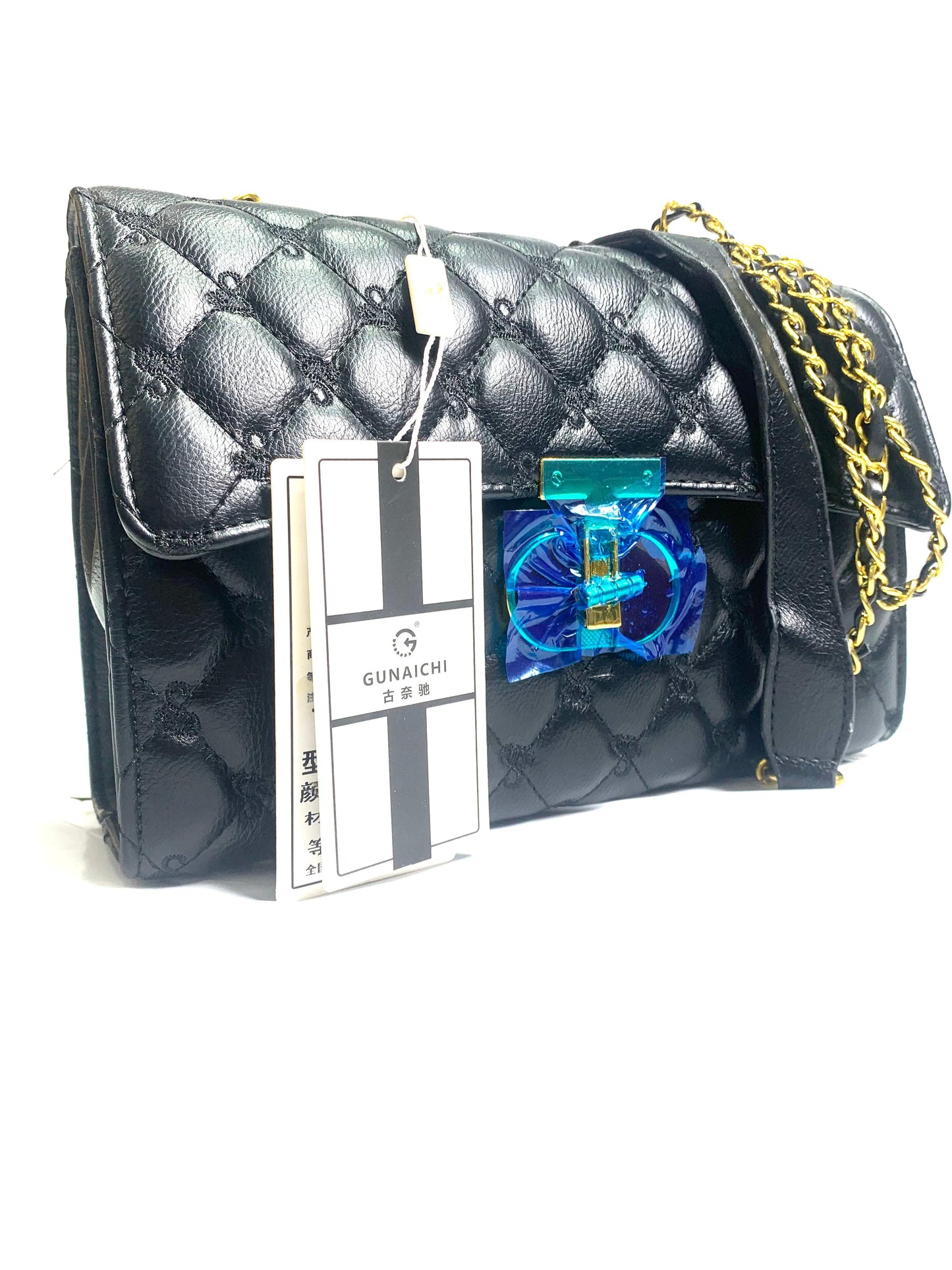 Gunaichi Black Quilted Gold Chain Bag