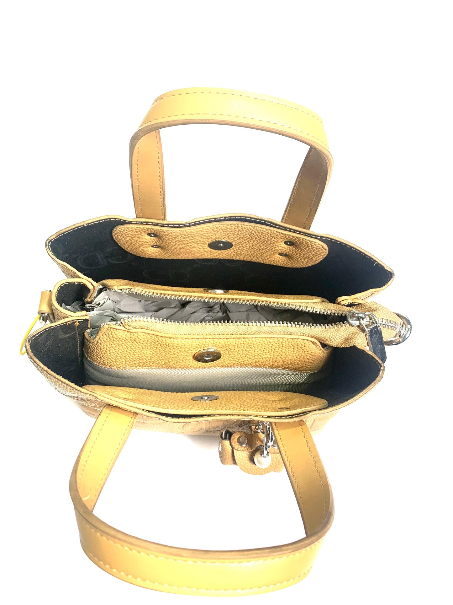 Tan Leather Handbag with GD Emboss